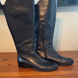 Black Leather Knee-High Boots